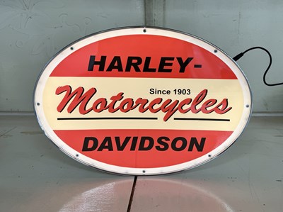 Lot 54 - Oval Illuminated Garage Sign - Harley Davidson - NO RESERVE